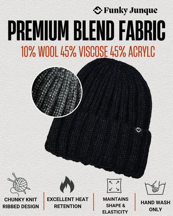 Funky Junque Wool Blend Ribbed Beanie By Funky Junque