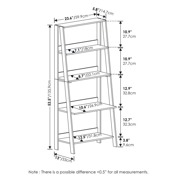 Furinno Furinno 5-Tier Ladder Bookcase Display Shelf