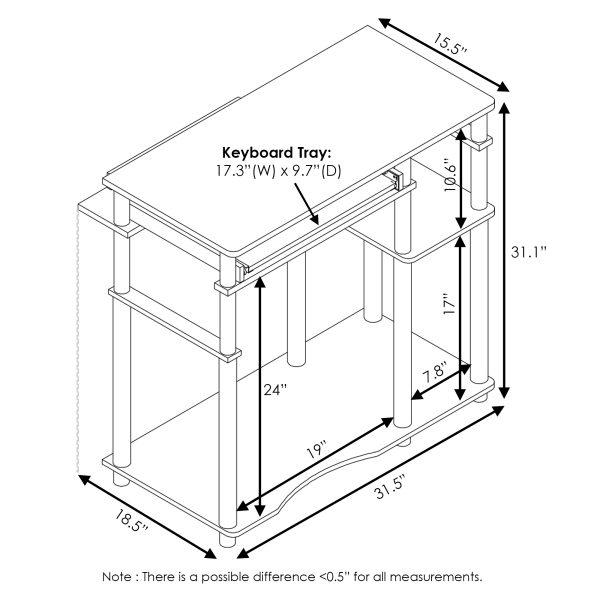 Furinno Furinno Abbott Computer Desk With Bookshelf