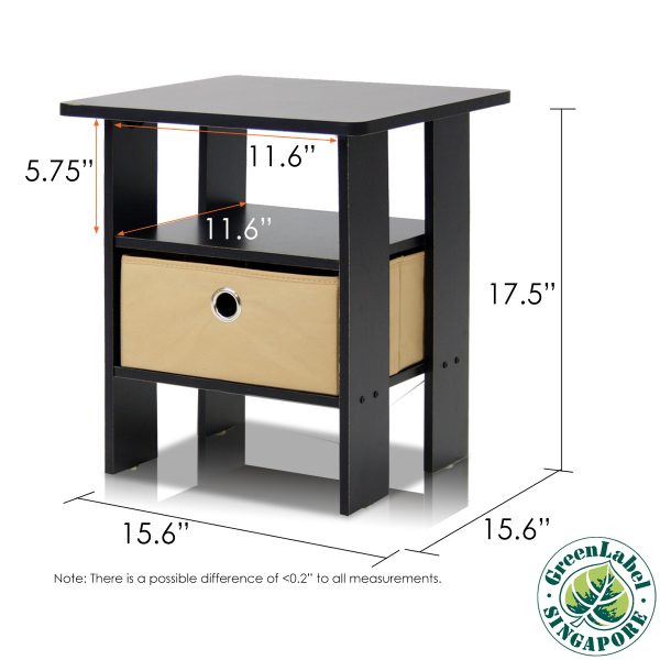 Furinno Furinno Andrey End Table Nightstand With Bin Drawer