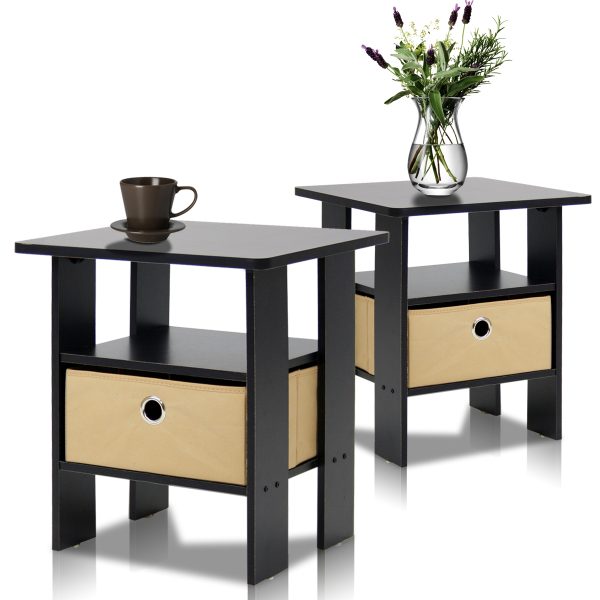 furinno Furinno Andrey End Table Nightstand with Bin Drawer