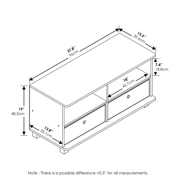 Furinno Furinno Andrey Entertainment Center With Bin Drawers For TV Up To 43 Inch