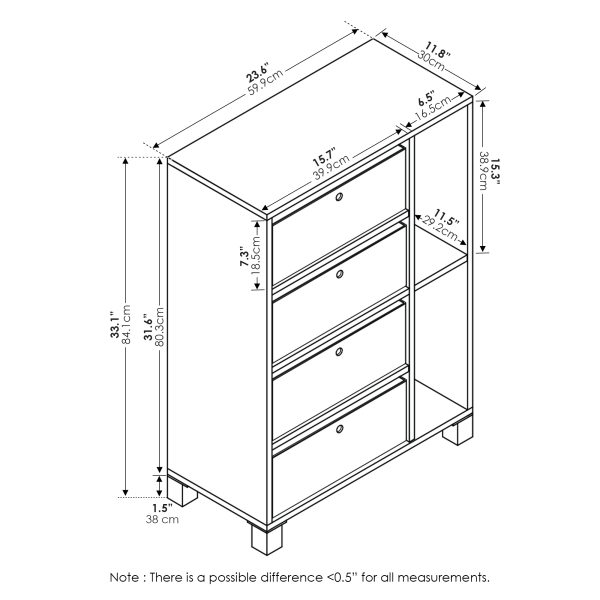 Furinno Furinno Andrey Multipurpose Storage Cabinet With Bin Drawers