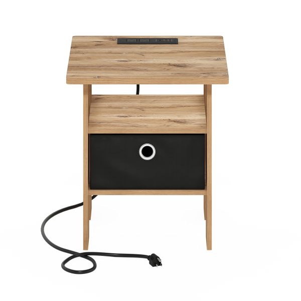 Furinno Furinno Andrey USB And Type-C Port Charging Station End Table With Storage Bin