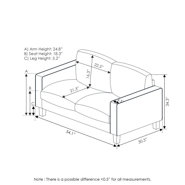 Furinno Furinno Bayonne Modern Upholstered Loveseat