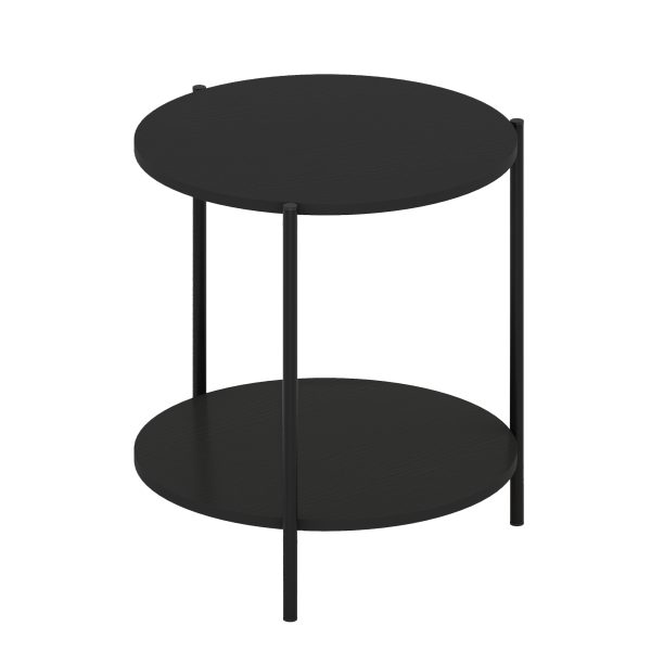 Furinno Furinno Besi 2-Tier Modern Round Side End Table With Sturdy Metal Legs