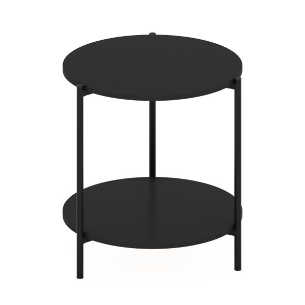 furinno Furinno Besi 2-Tier Modern Round Side End Table with Sturdy Metal Legs