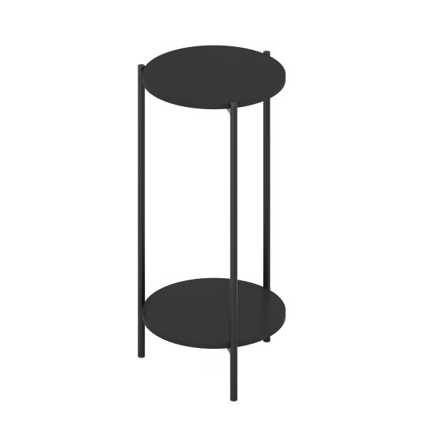 Furinno Furinno Besi 2-Tier Modern Tall Round Side End Table With Sturdy Metal Legs