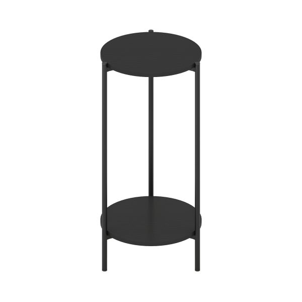furinno Furinno Besi 2-Tier Modern Tall Round Side End Table with Sturdy Metal Legs