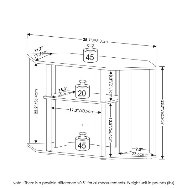 Furinno Furinno Classic TV Stand With Plastic Poles For TV Up To 43-Inch