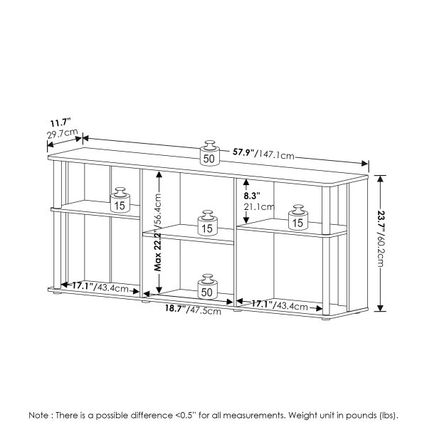 Furinno Furinno Classic TV Stand With Plastic Poles For TV Up To 65-Inch