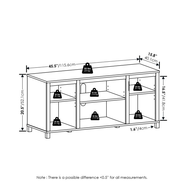 Furinno Furinno Classic TV Stand With Shelves For TV Up To 55 Inch