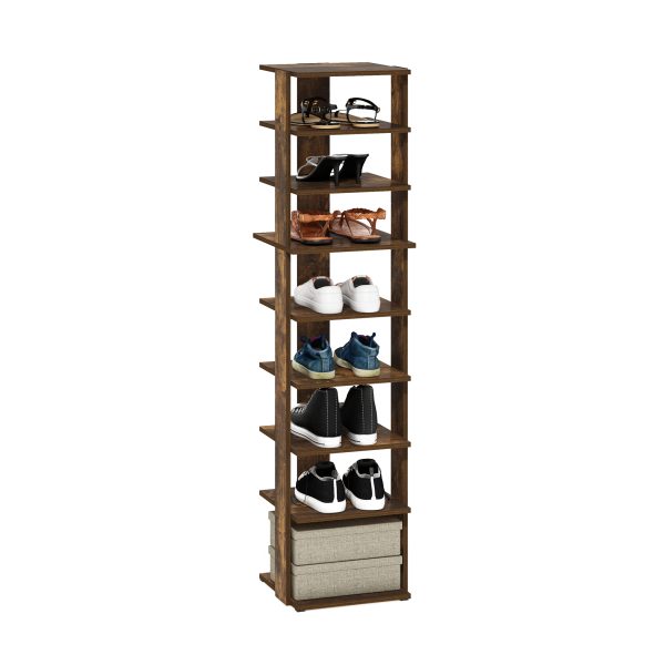 Furinno Furinno Compact 9-Tier Vertical Space Saving Free Standing Shoe Tower Shoe Rack For Closet Entryway