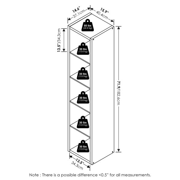 Furinno Furinno Cubicle Open Back Decorative Verticle Cube Storage Organizer 5-Cube