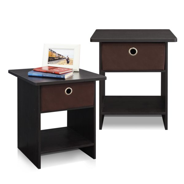 furinno Furinno Dario End Table/ Night Stand Storage Shelf with Bin Drawer