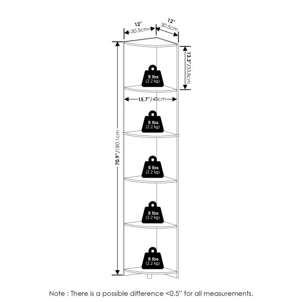 Furinno Furinno Econ 5-Tier Corner Shelf Bookcase Bookshelf