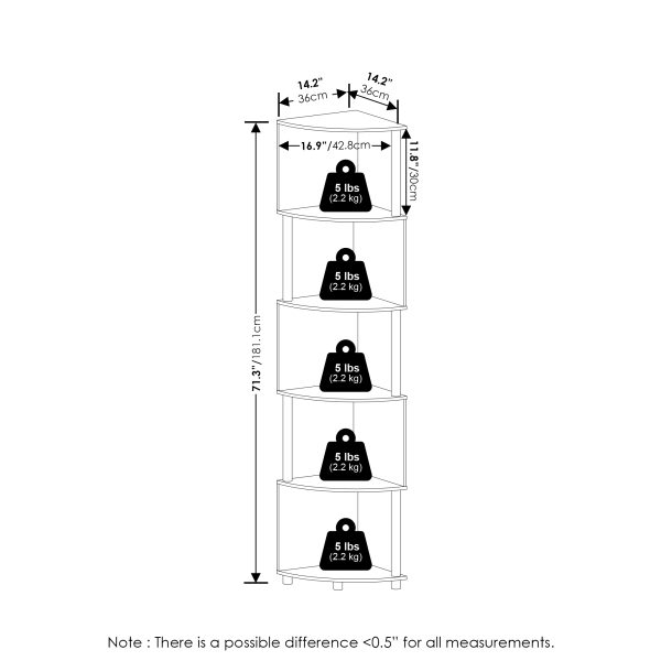 Furinno Furinno Econ 5-Tier Zigzag Corner Shelf Bookcase Bookshelf