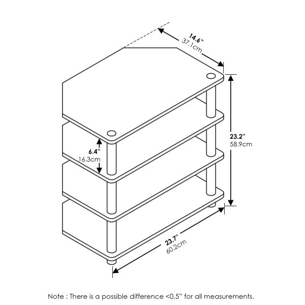 Furinno Furinno Econ Easy Assembly 4-Tier Petite TV Stand For TV Up To 25 Inch
