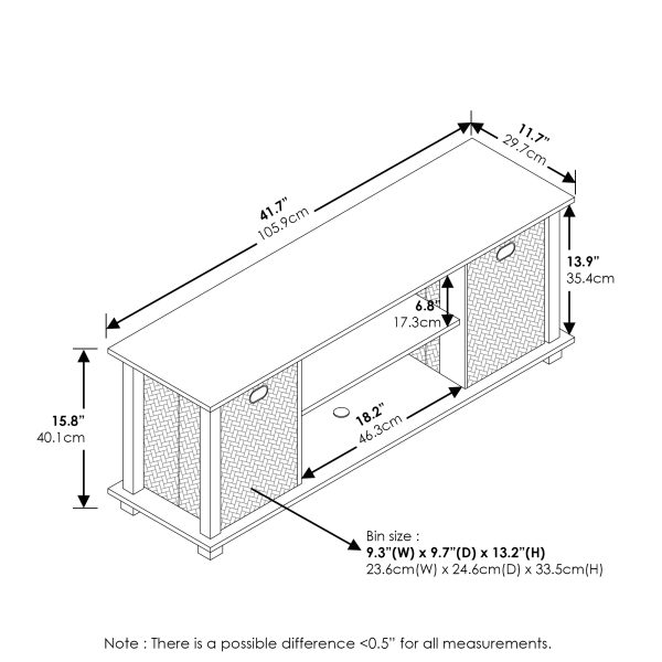 Furinno Furinno Econ Entertainment Center W/Storage Bins For TV Up To 48 Inch