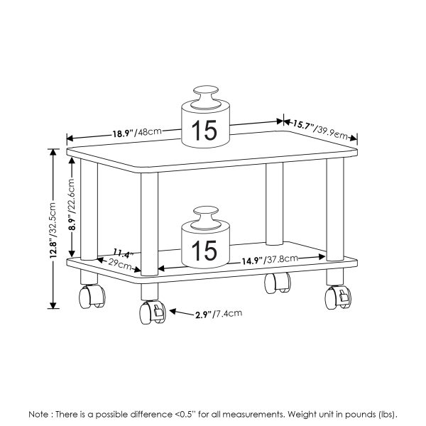 Furinno Furinno Econ Home Office Under Desk CPU And Printer Stand With Wheels