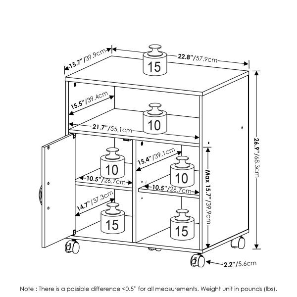 Furinno Furinno Econ Home Office Under Desk Printer Holder With Wheels