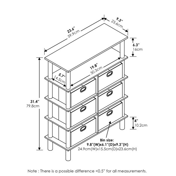 Furinno Furinno Frans Turn-N-Tube Console Table With Bin Drawers