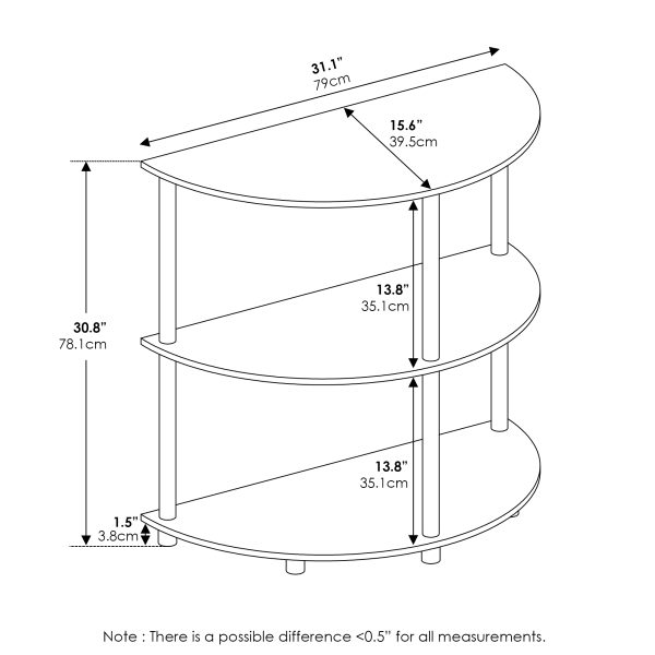 Furinno Furinno Frans Turn-N-Tube Half Round Console Table