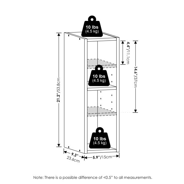 Furinno Furinno Fulda 2-Tier Space Saving Storage Shelf Bookcase 6-Inch Width