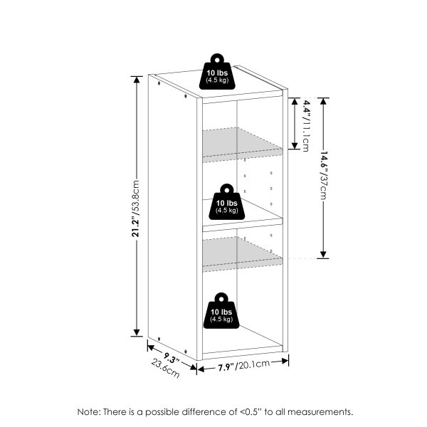 Furinno Furinno Fulda 2-Tier Space Saving Storage Shelf Bookcase 8-Inch Width
