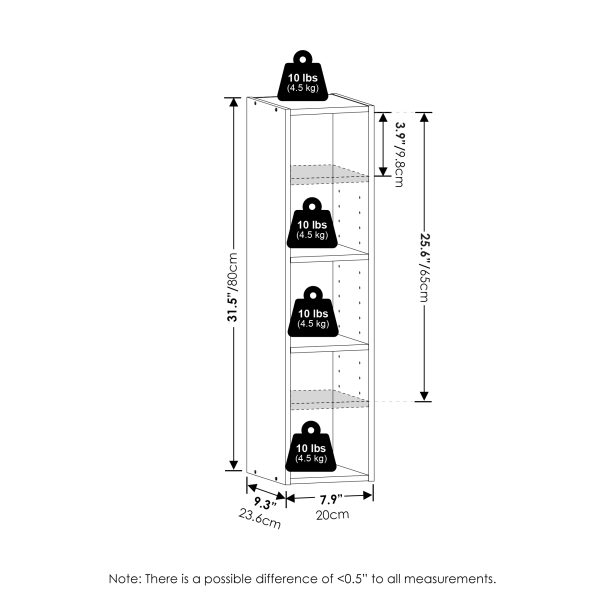 Furinno Furinno Fulda 3-Tier Space Saving Storage Shelf Bookcase 8-Inch Width
