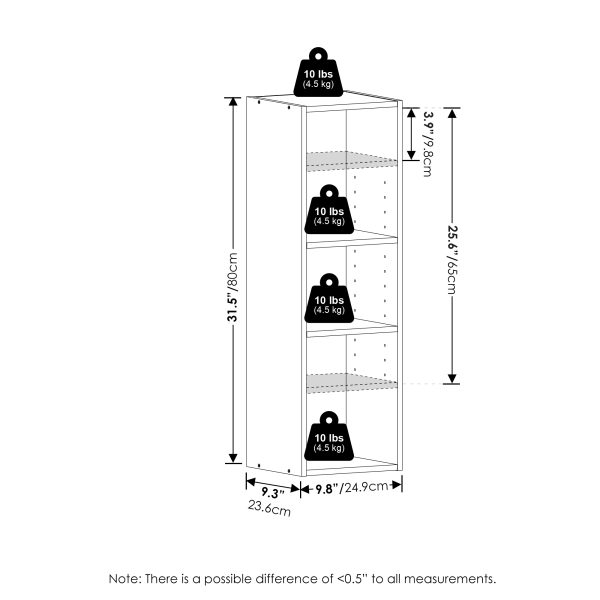 Furinno Furinno Fulda 3-Tier Space Saving Storage Shelf Bookcase 10-Inch Width