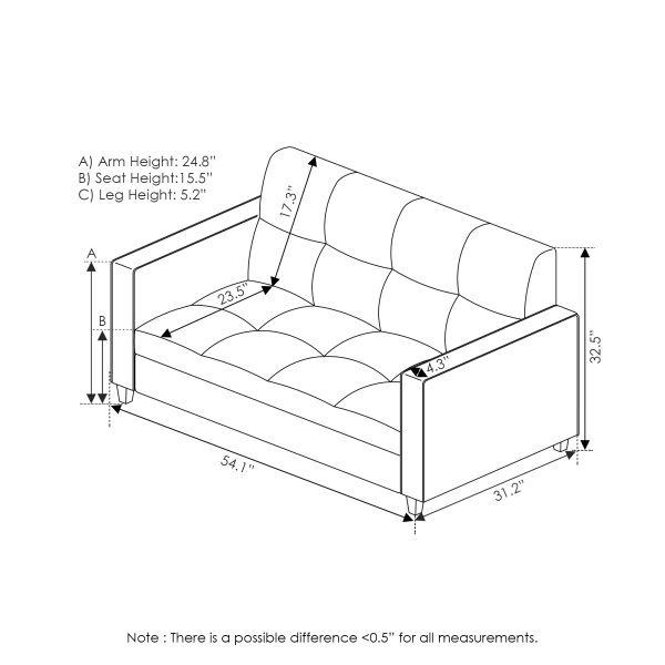 Furinno Furinno Brive Contemporary Tufted Loveseat