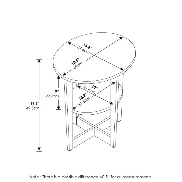 Furinno Furinno JAYA Oval End Table Set Of Two