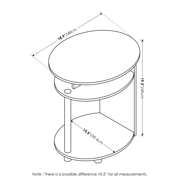 Furinno Furinno JAYA Simple Design Oval End Table