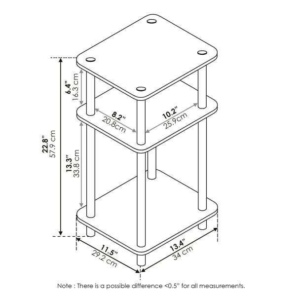 Furinno Furinno Just 3-Tier Turn-N-Tube End Table