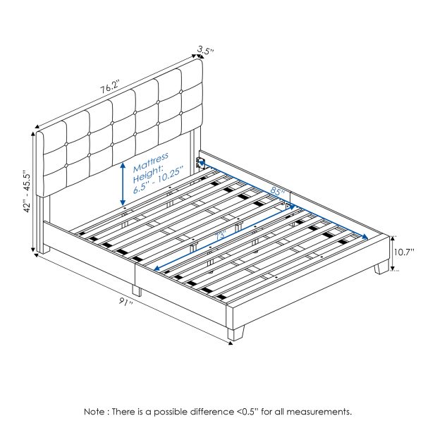 Furinno Furinno Laval Button Tufted Bed Frame