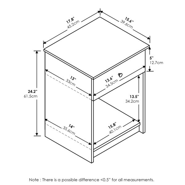 Furinno Furinno Lucca Nightstand With One Drawer