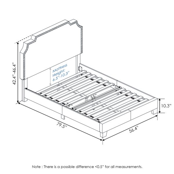 Furinno Furinno Nadia Nailhead Trim Bed Frame