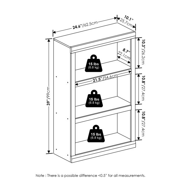 Furinno Furinno Rail 3-Tier Open Shelf Bookcase