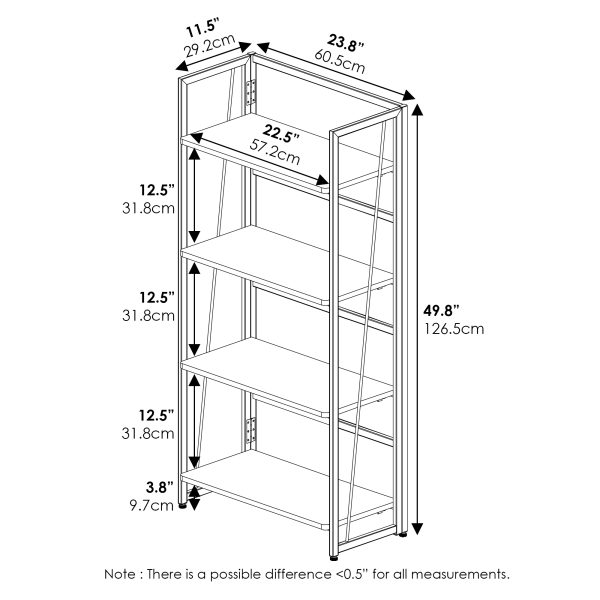 Furinno Furinno Riau No Tool Metal Frame Bookcase