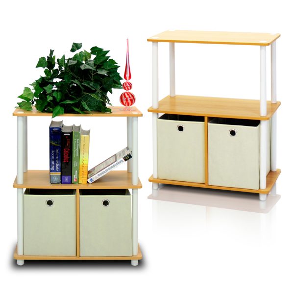 Furinno Furinno Go Green 3-Tier 2-Bins Multipurpose Storage Shelf Set Of Two