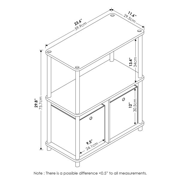 Furinno Furinno Go Green 3-Tier Multipurpose Storage Rack Shelving Unit W/Bins