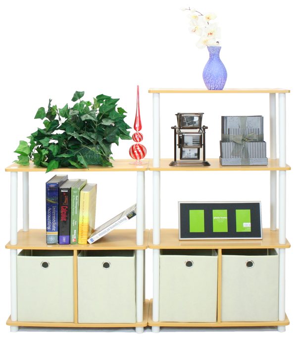 Furinno Furinno Go Green 3-Tier Multipurpose Storage Rack Shelving Unit W/Bins