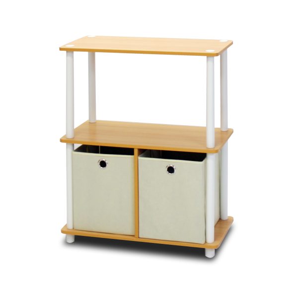 furinno Furinno Go Green 3-Tier Multipurpose Storage Rack Shelving Unit w/Bins