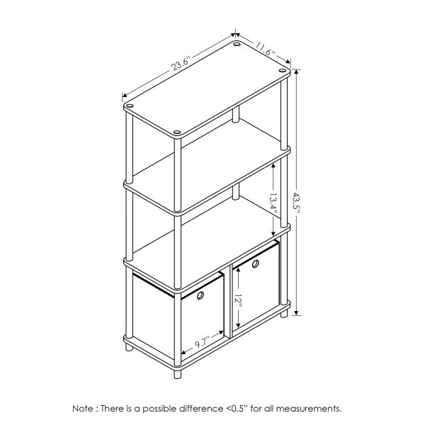 Furinno Furinno Go Green 4-Tier Multipurpose Storage Rack Shelving Unit W/Bins