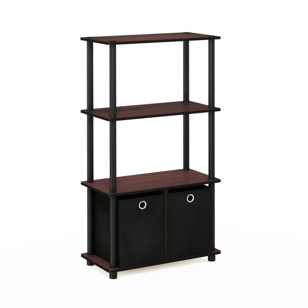 furinno Furinno Go Green 4-Tier Multipurpose Storage Rack Shelving Unit w/Bins