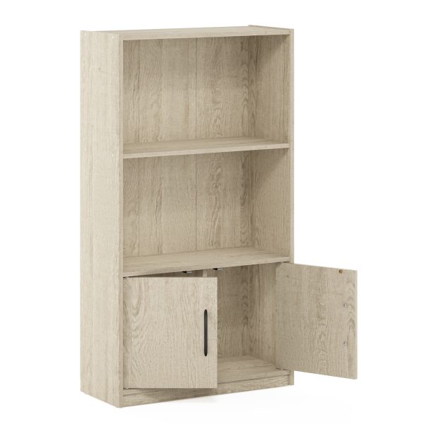 Furinno Furinno Gruen 3-Tier Open Shelf Bookcase With 2 Doors Storage Cabinet