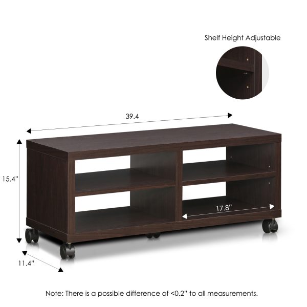 Furinno Furinno Indo 2-Tier Low Rise Tatami TV Entertainement Stand With Casters