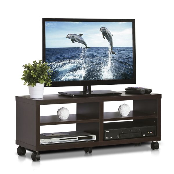 Furinno Furinno Indo 2-Tier Low Rise Tatami TV Entertainement Stand With Casters