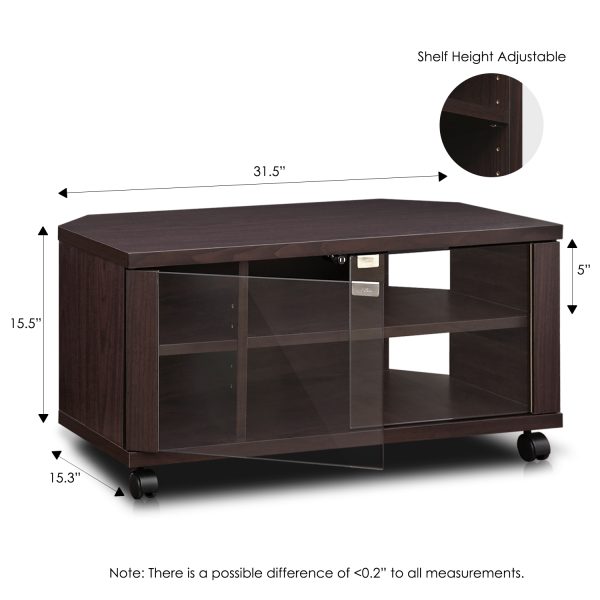 Furinno Furinno Indo 2×2 TV Stand With Double Glass Doors And Casters